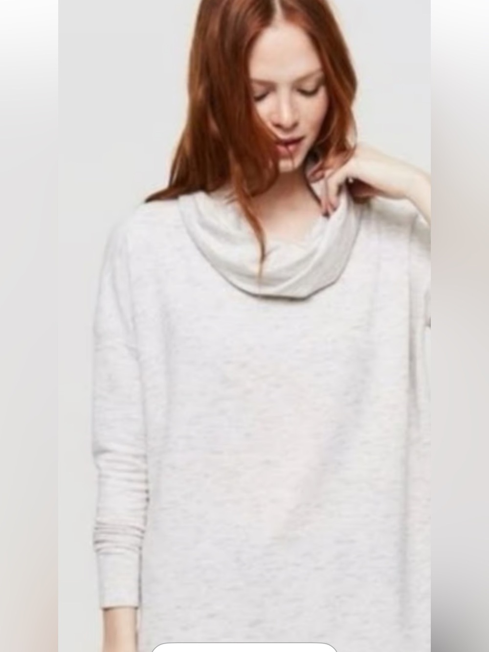 Lou‎ & Grey Heathered Ivory Cowl Neck- NWT. Retail 59.50